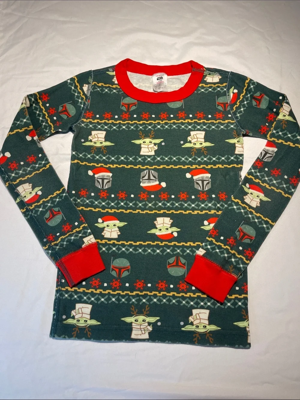 Hanna Andersson Green and Red Star Wars Grogu Holiday Pajama Set
